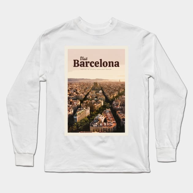 Visit Barcelona Long Sleeve T-Shirt by Mercury Club